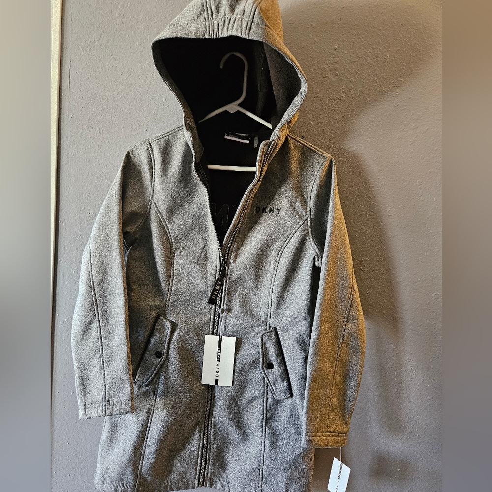 DKNY Sport Coat Gray Light Weight Parka style Jacket Youth LG 14-16 Girls NWT